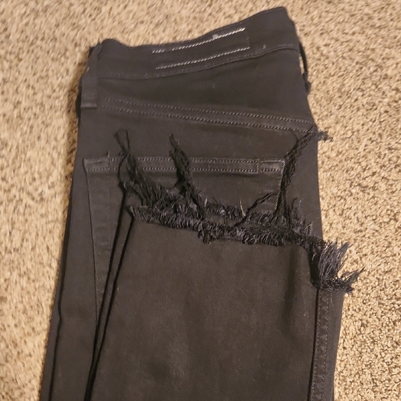 Rag & Bone Wren High - Rise Slim Straight Leg Frayed Edge Black Jeans Size 30 - Picture 9 of 9